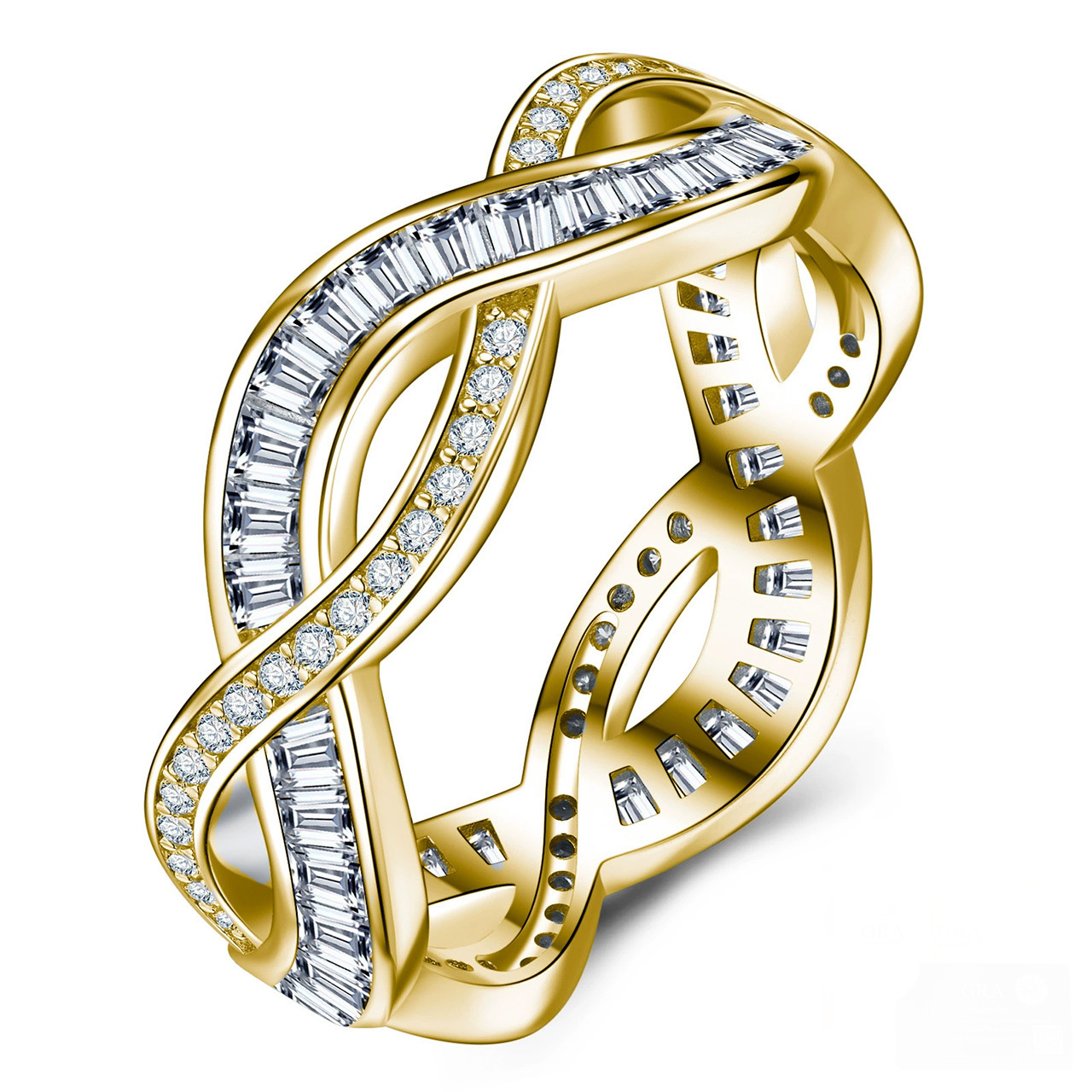 Moissanite Infinity Weave Eternity Ring | Baguette & Round Braided Band - Image 2