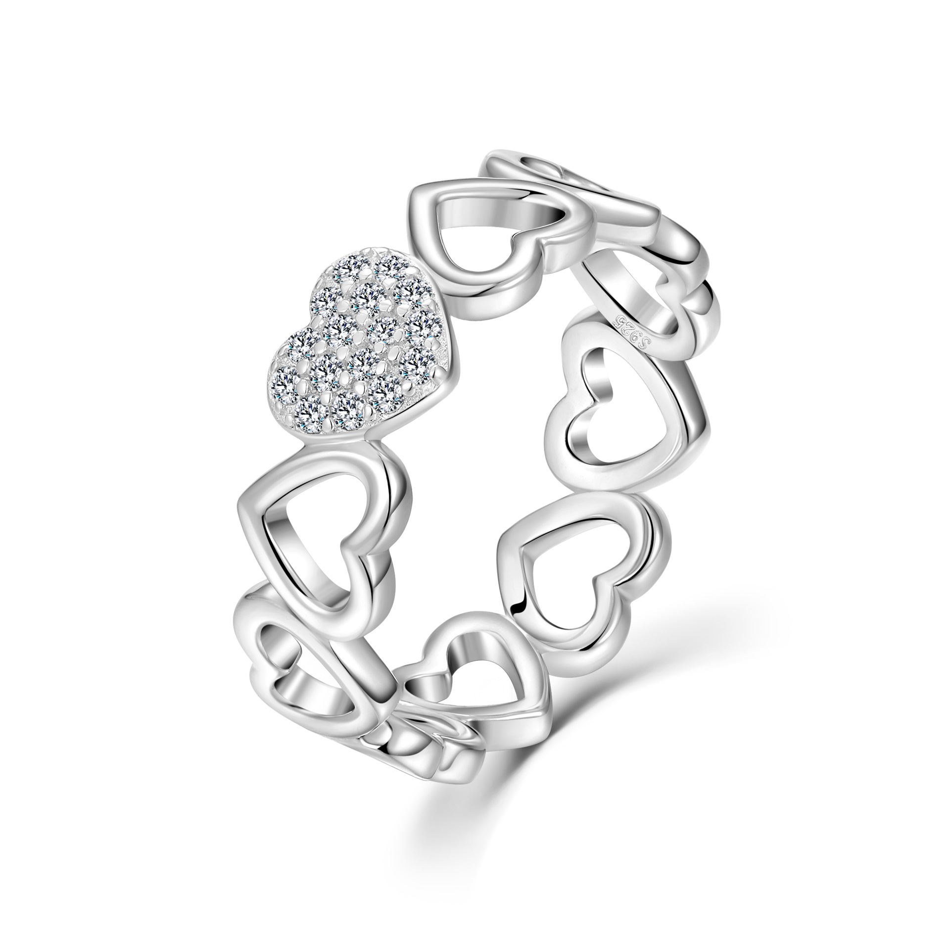 Open-Heart Pavé Moissanite Eternity Ring