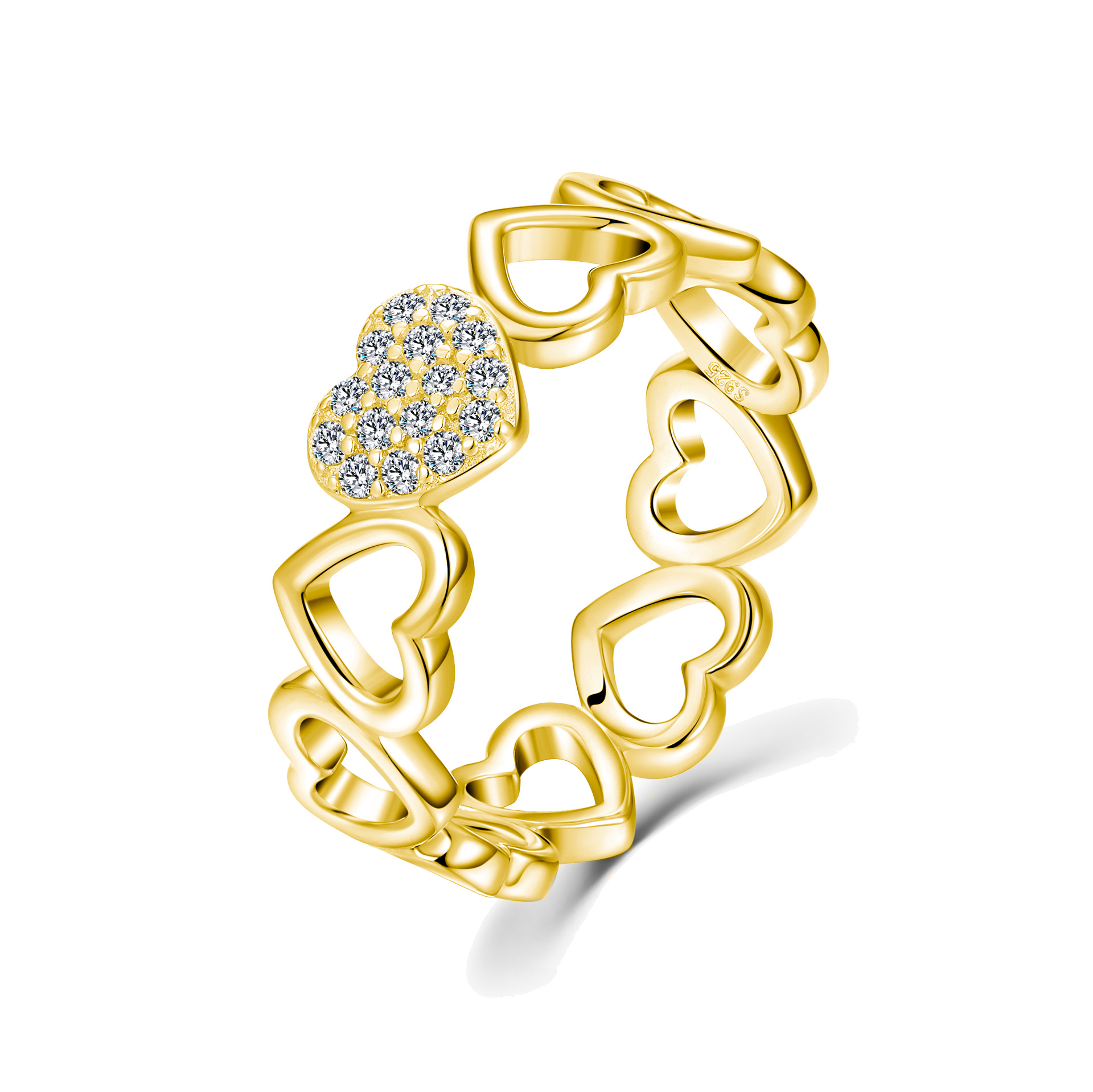 Open-Heart Pavé Moissanite Eternity Ring - Image 4