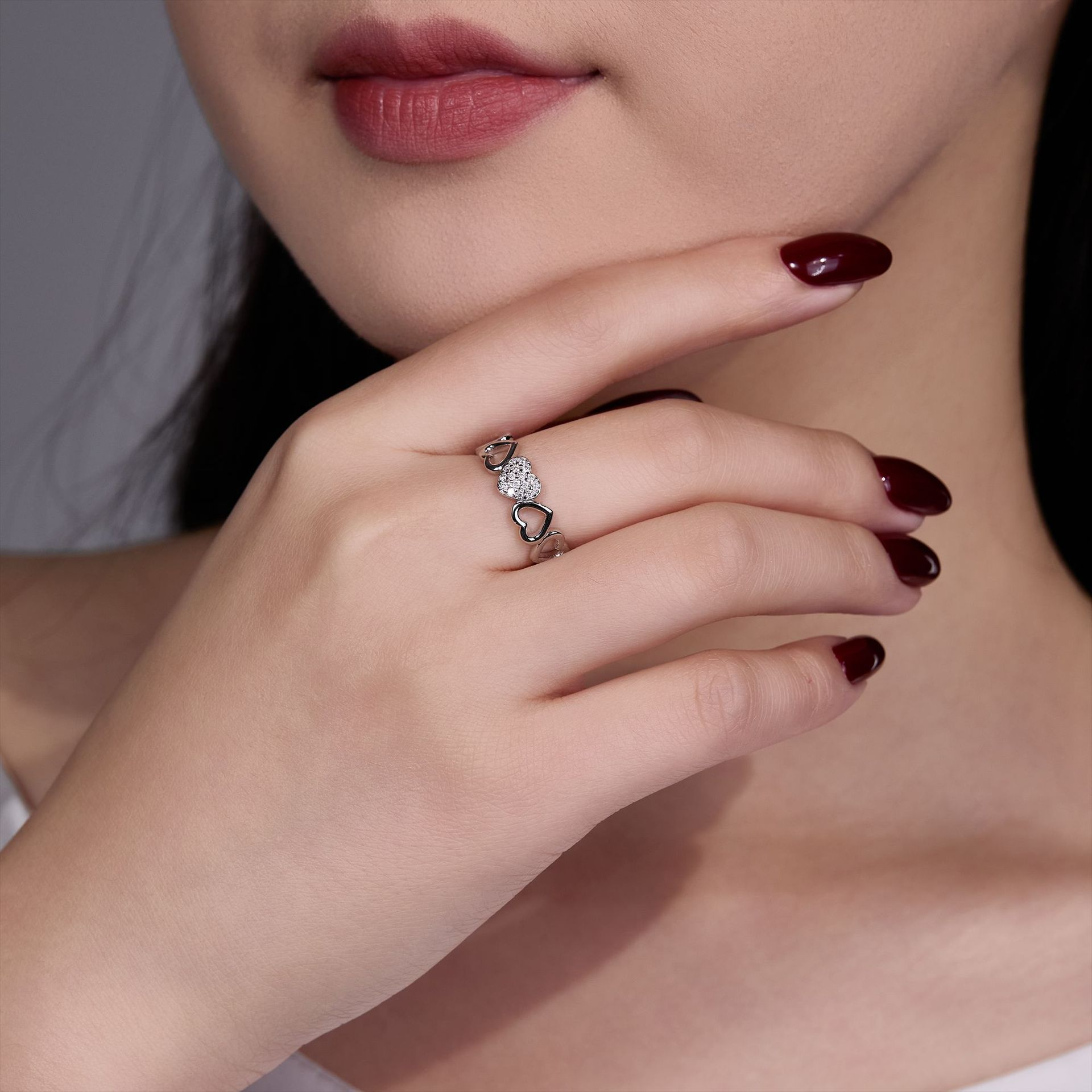 Open-Heart Pavé Moissanite Eternity Ring - Image 6