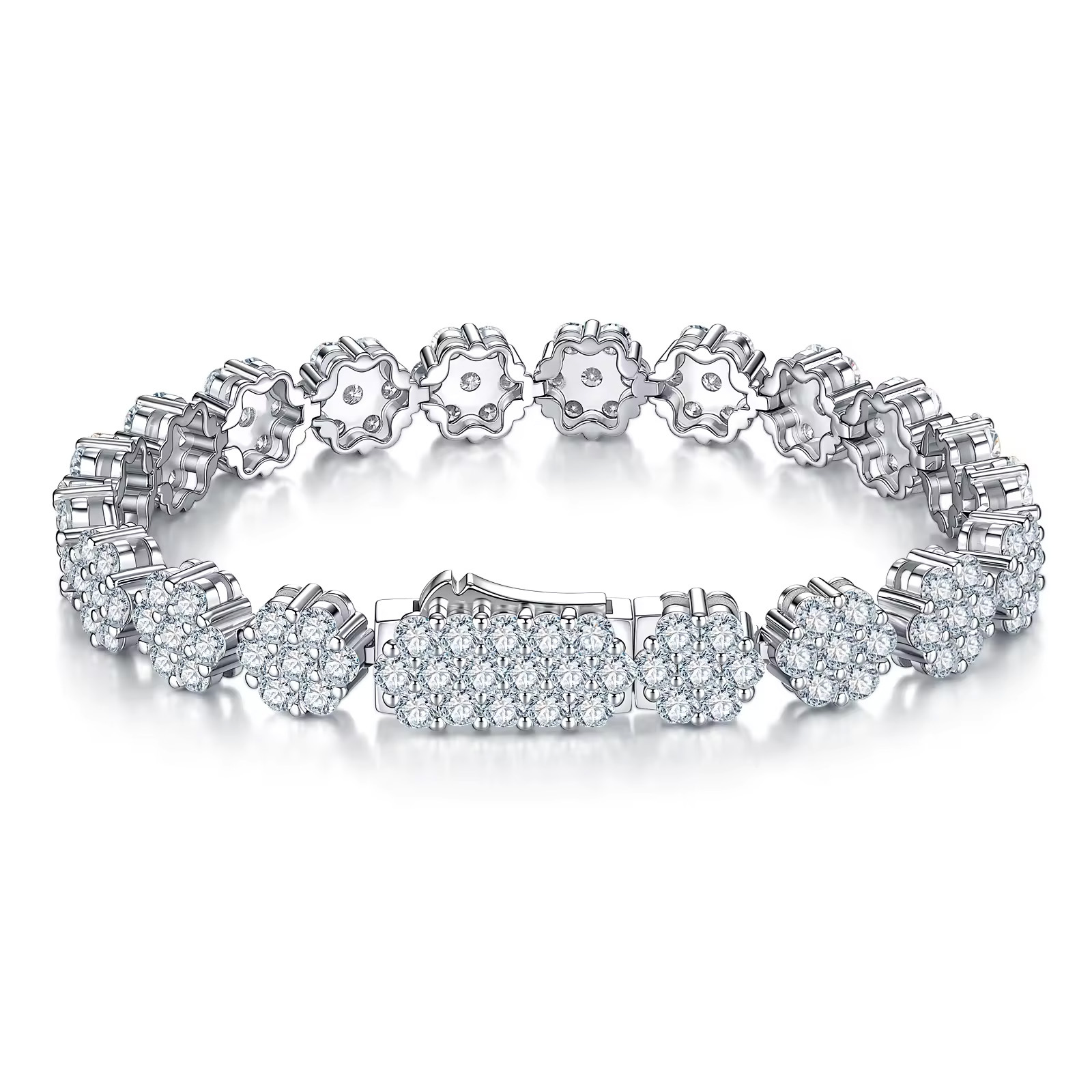 Floral Cluster Moissanite Tennis Bracelet