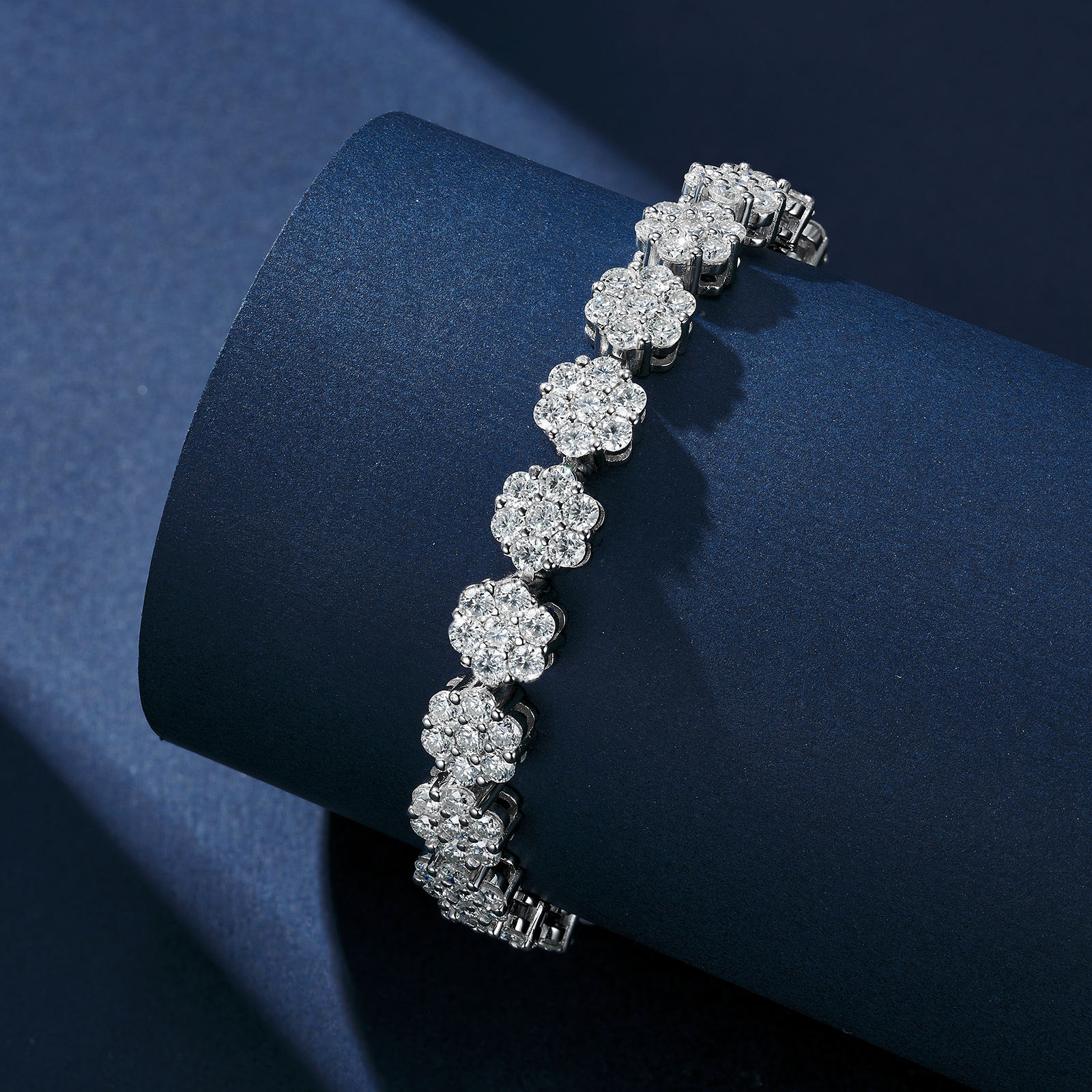 Floral Cluster Moissanite Tennis Bracelet - Image 4