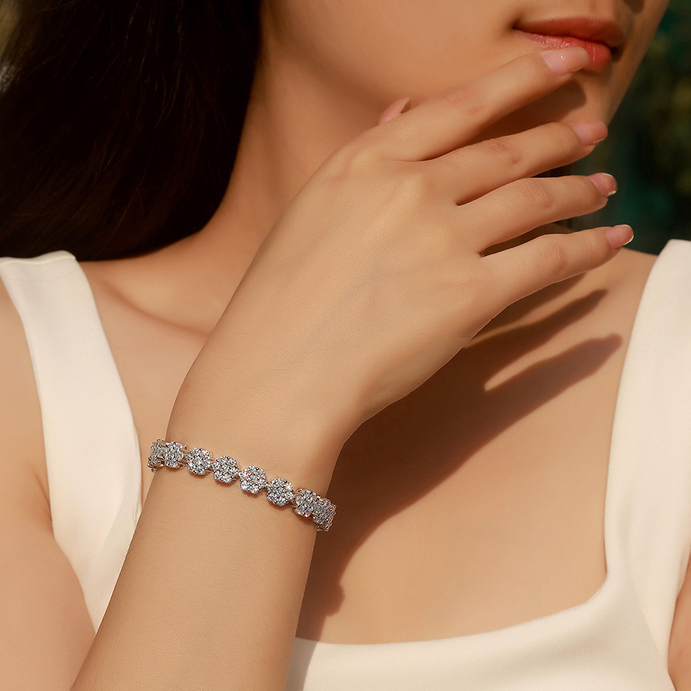 Floral Cluster Moissanite Tennis Bracelet - Image 5