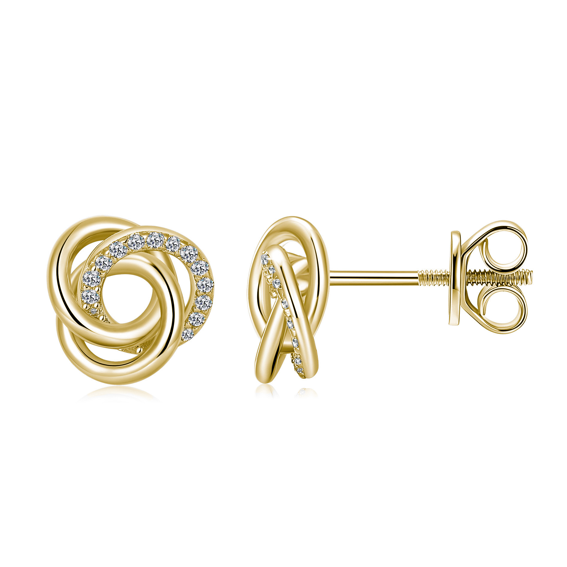 Love-Knot Pavé Moissanite Stud Earrings - Image 2
