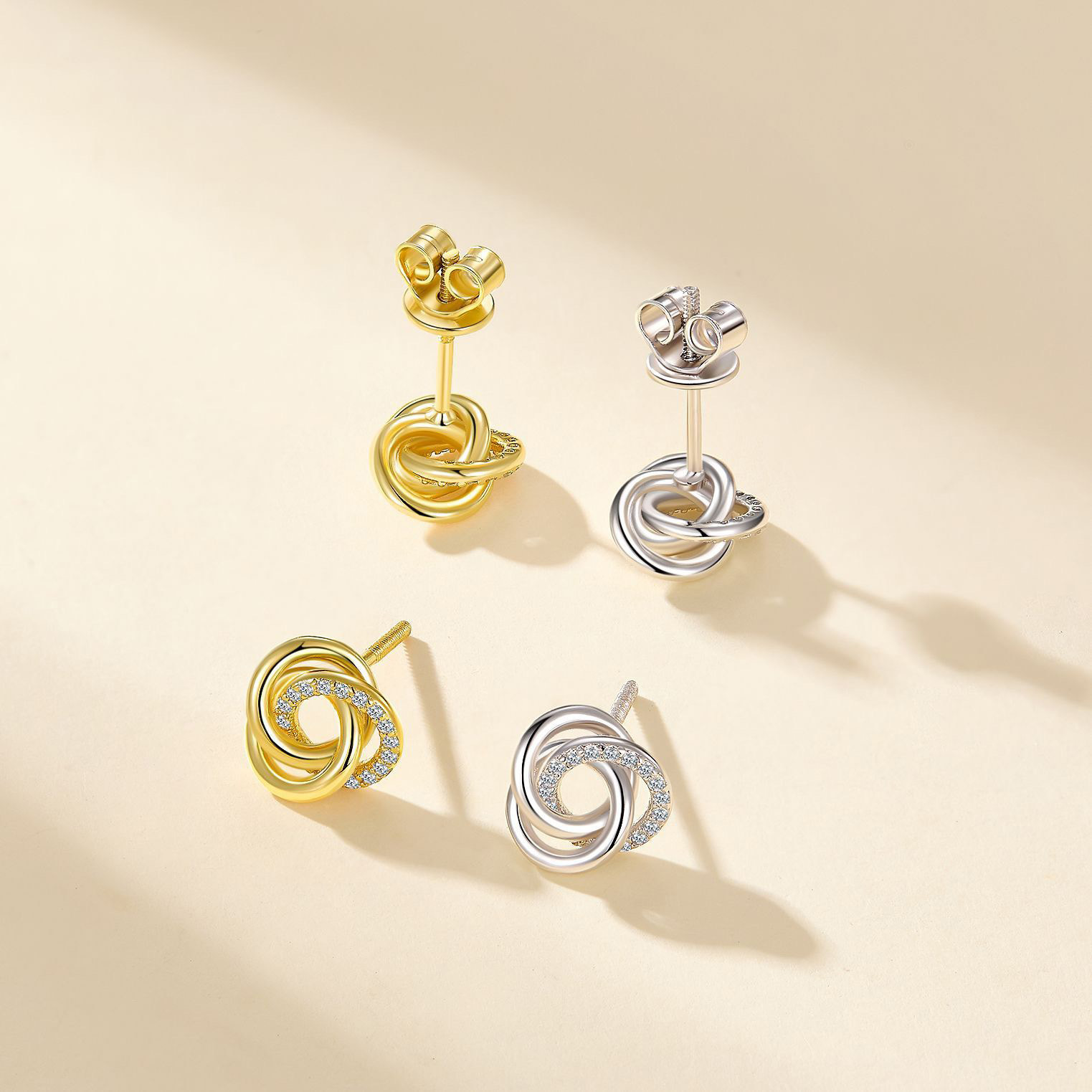 Love-Knot Pavé Moissanite Stud Earrings - Image 3