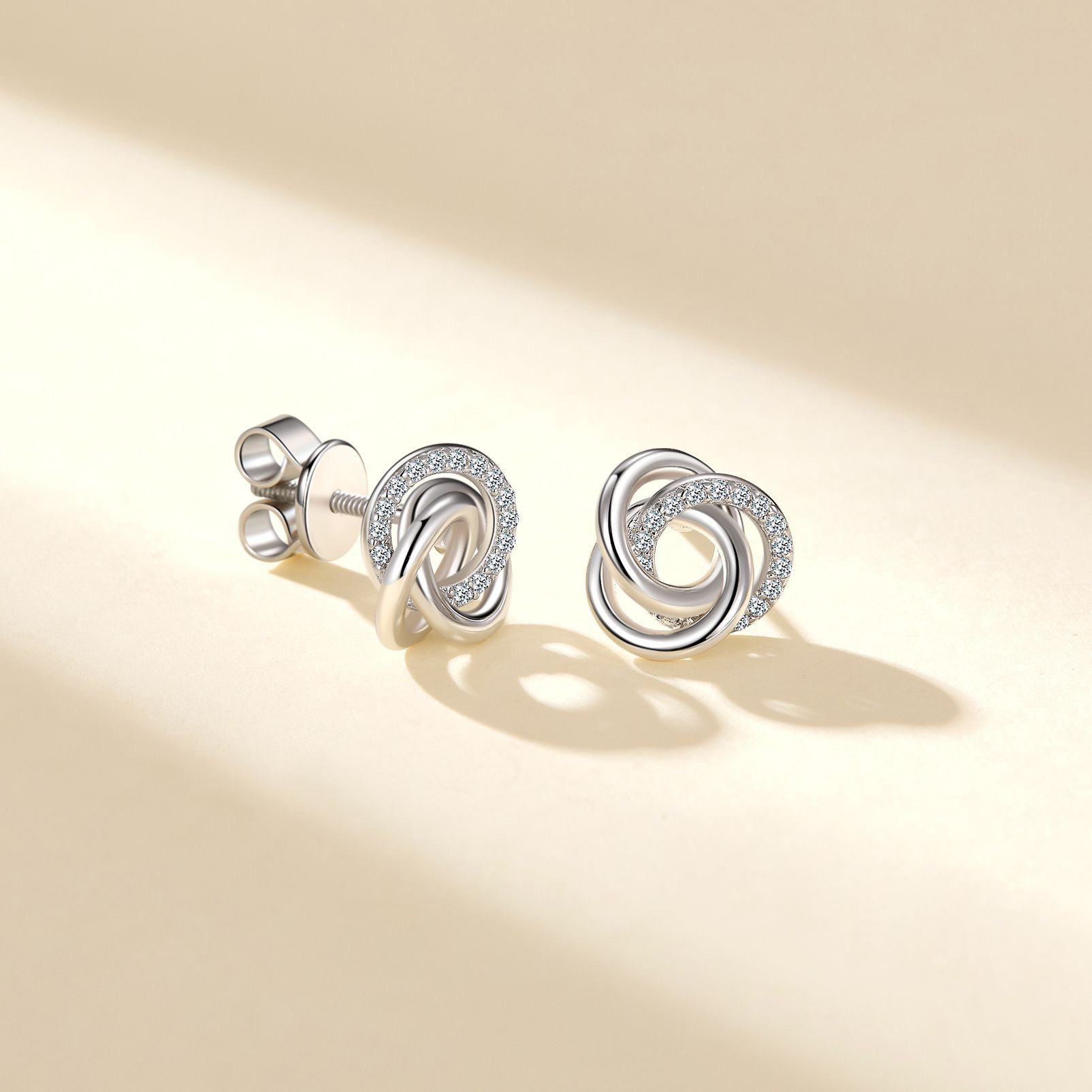 Love-Knot Pavé Moissanite Stud Earrings - Image 4