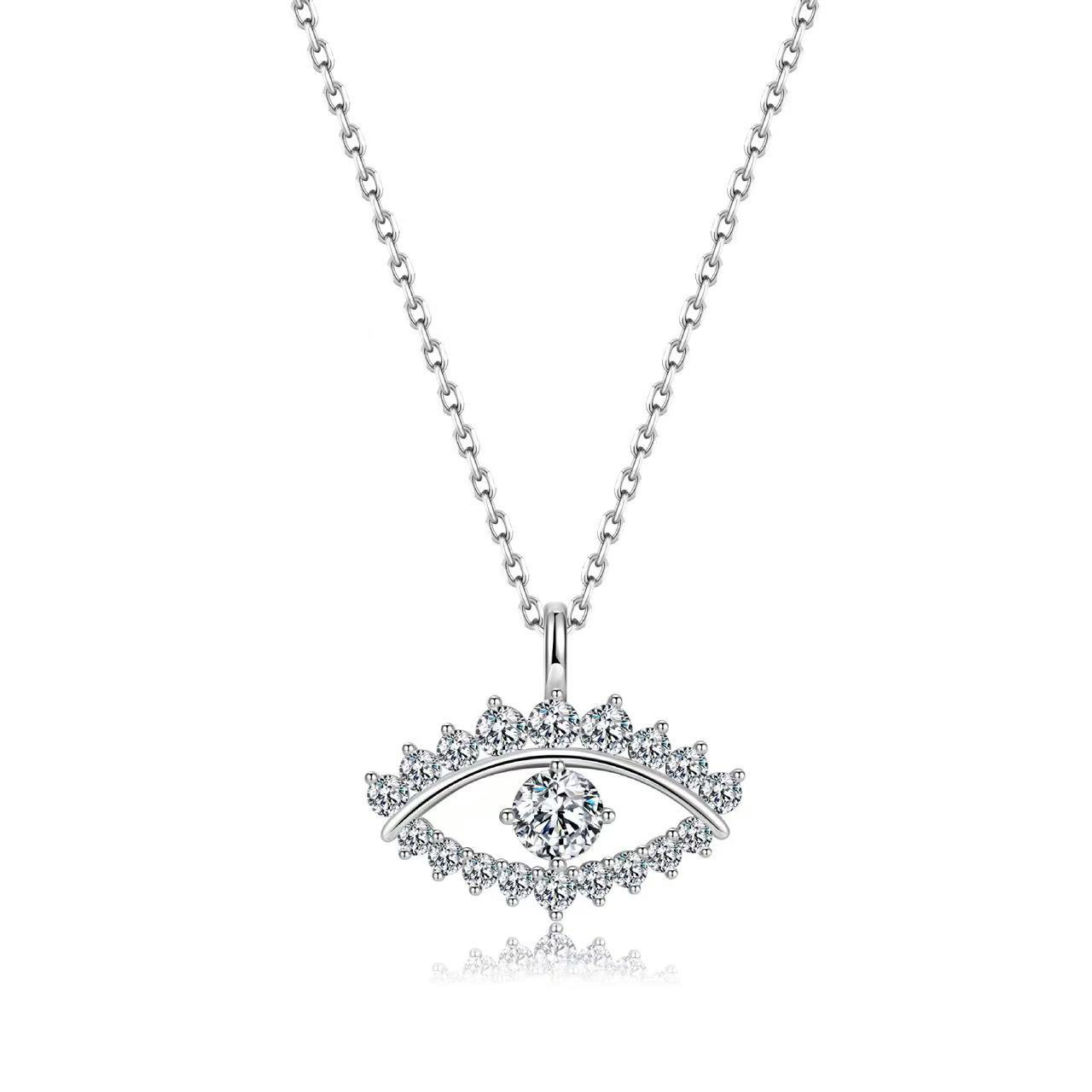 Moissanite Evil Eye Pendant Necklace