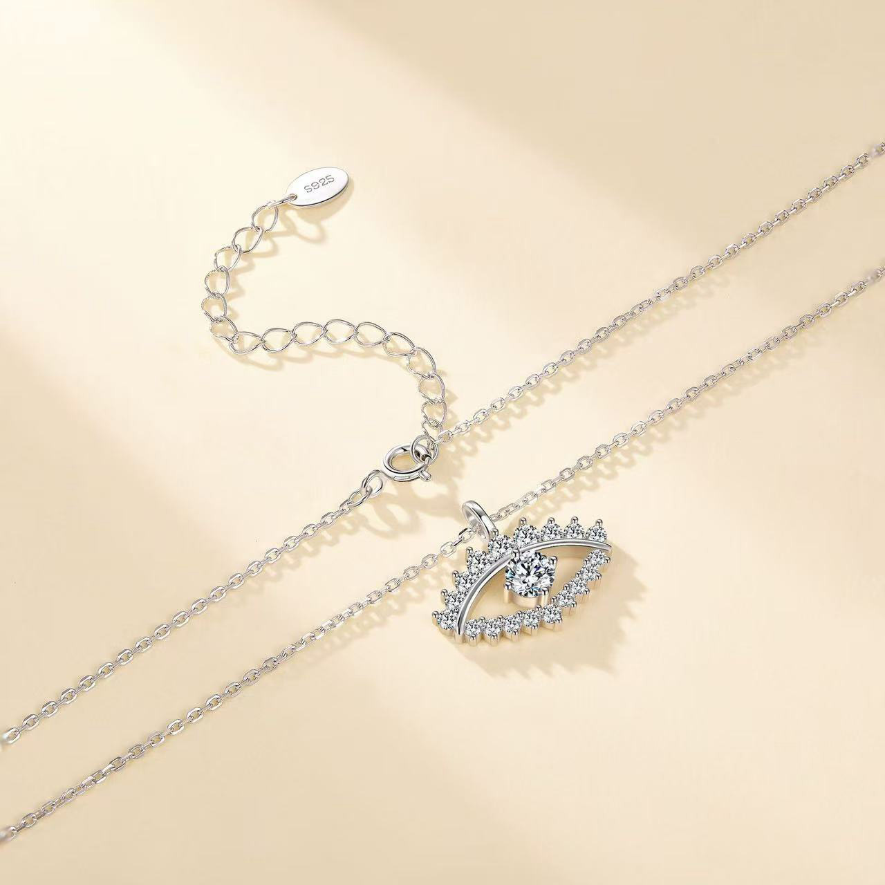 Moissanite Evil Eye Pendant Necklace - Image 4