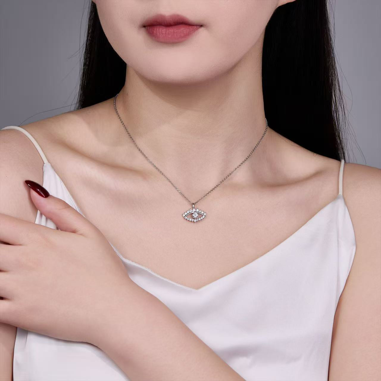 Moissanite Evil Eye Pendant Necklace - Image 5
