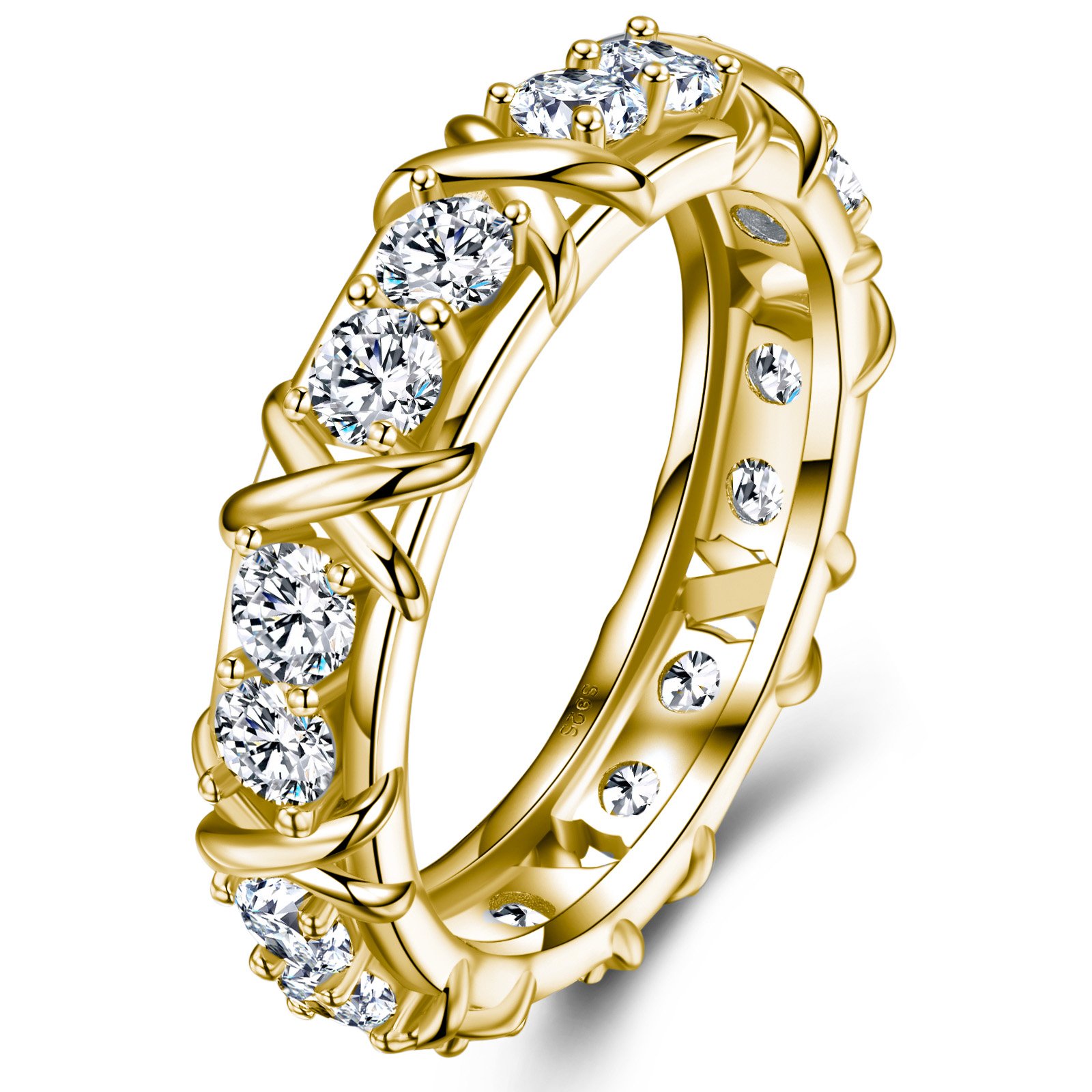 X-Cross Round Moissanite Full Eternity Band Ring - Image 2