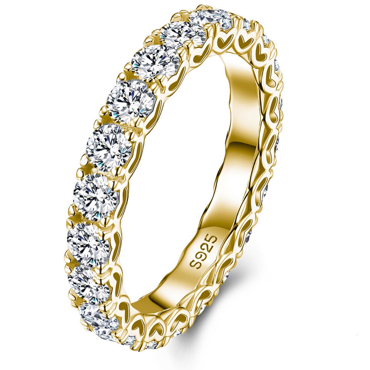 Round Moissanite Full Eternity Band with Heart-Cutout Gallery - Image 2