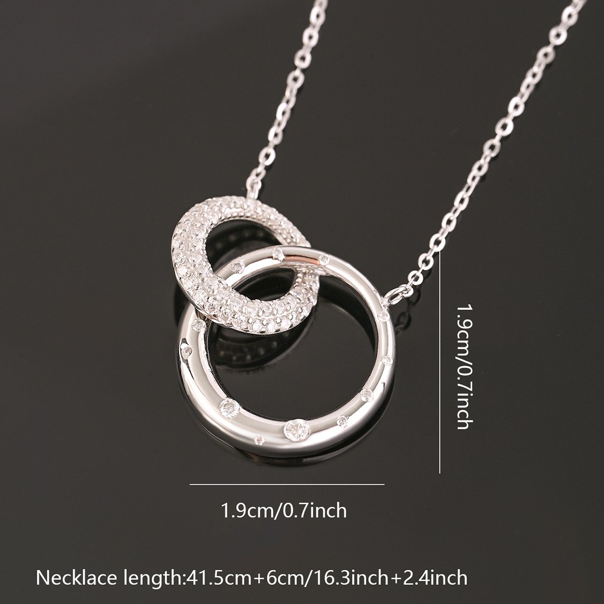 Interlocking Double-Circle Moissanite Necklace | Pave & Flush-Set Pendant - Image 5