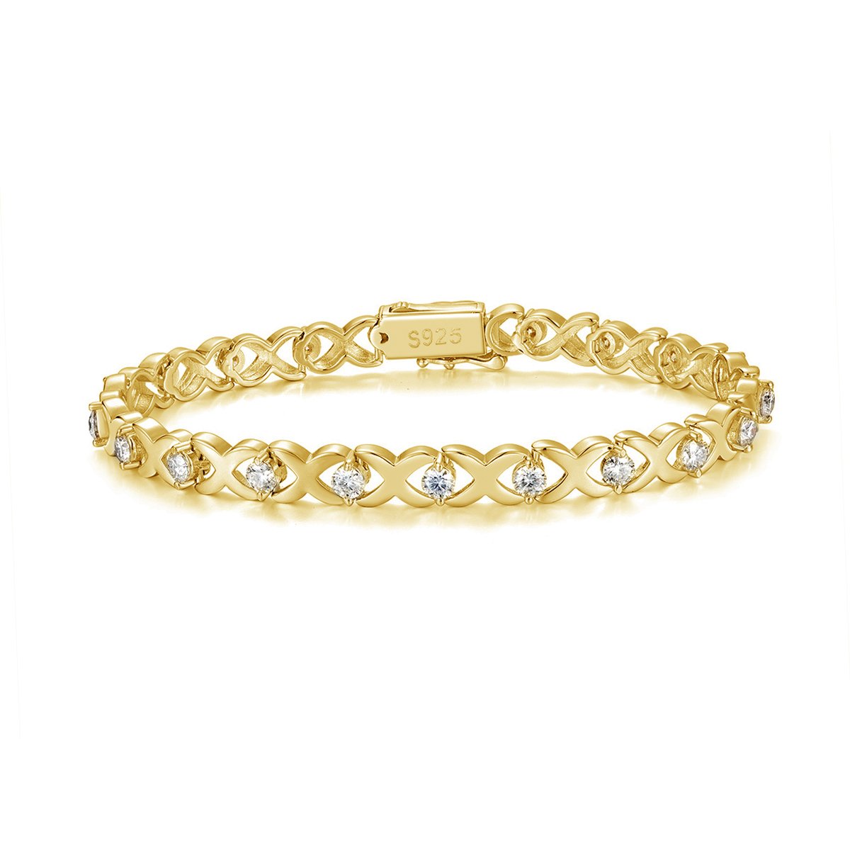 X-Link Moissanite Tennis Bracelet | 18K Gold-Plated 925 Silver - alternate view