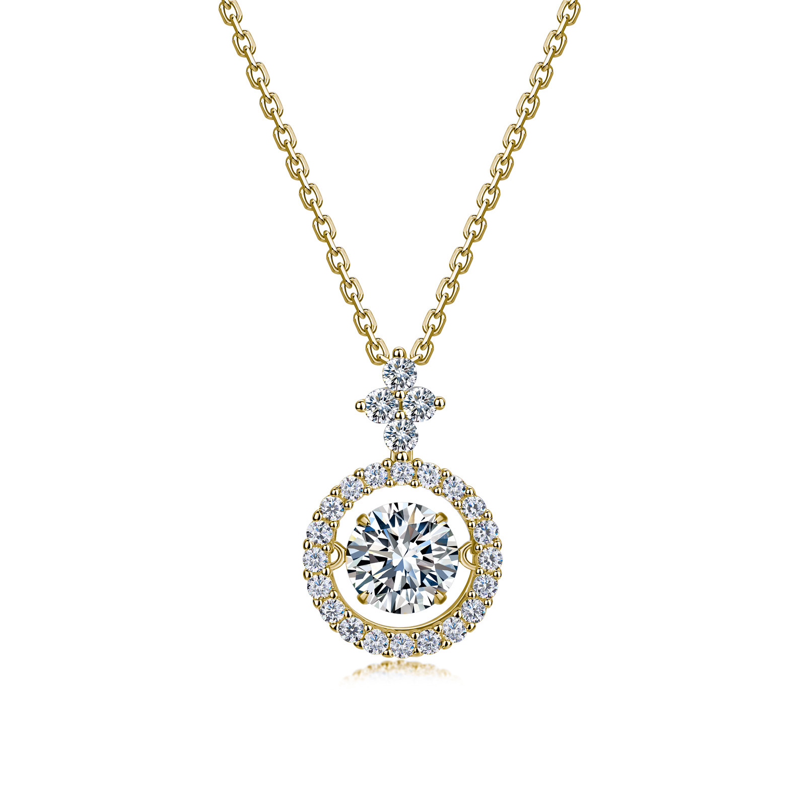 Dancing Moissanite Halo Pendant Necklace - Image 2