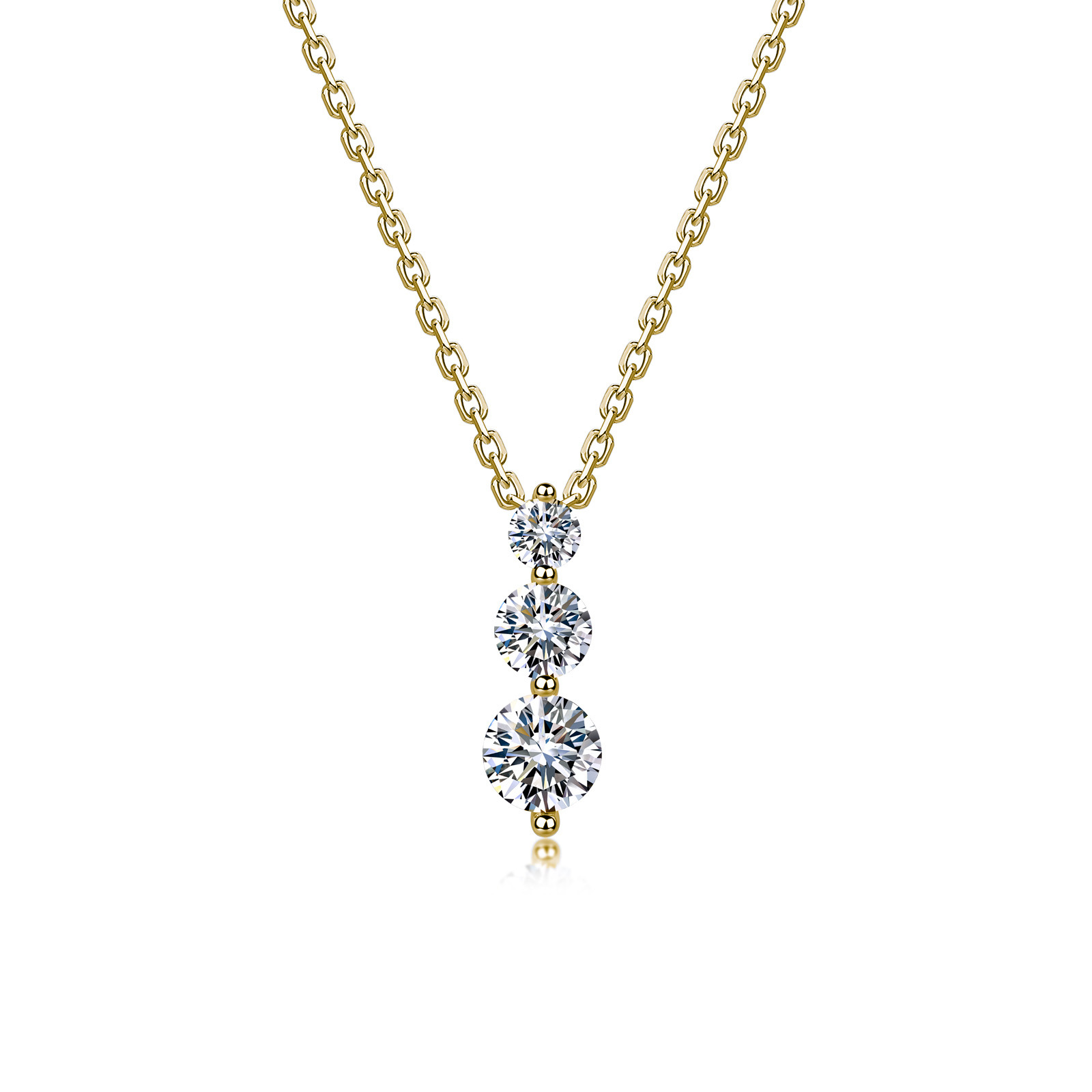 Graduated Three-Stone Moissanite Drop Necklace | 0.9ct DEW | 925 Silver - Image 2