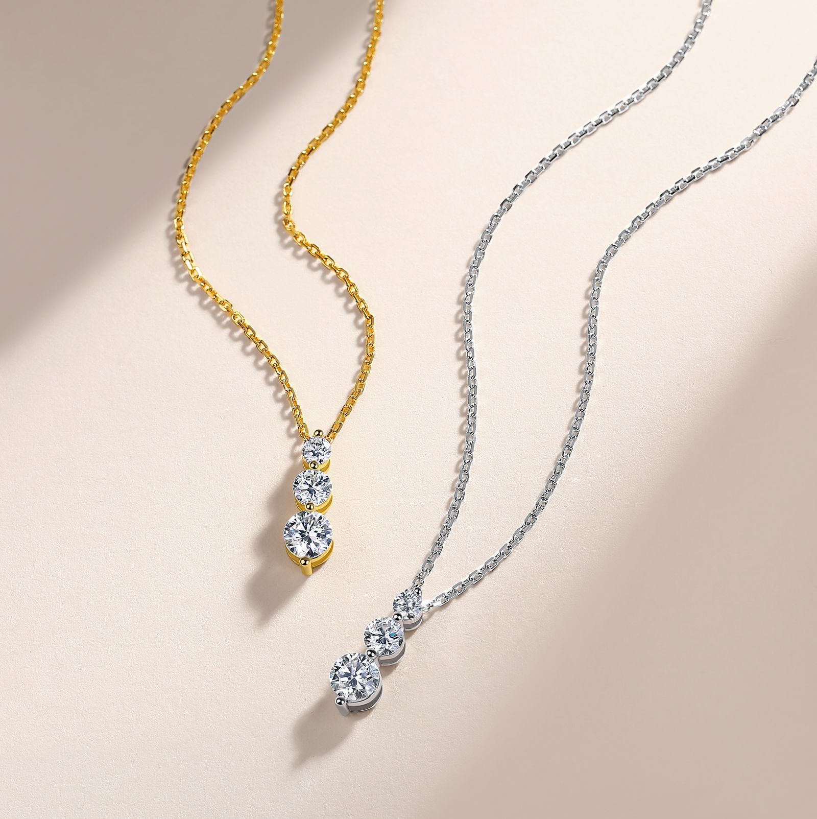 Graduated Three-Stone Moissanite Drop Necklace | 0.9ct DEW | 925 Silver - Image 3