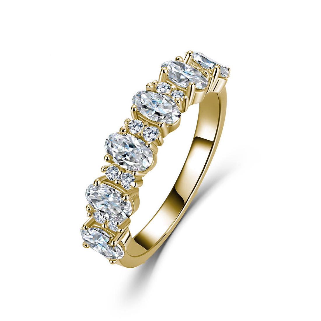 East-West Oval Moissanite Half-Eternity Ring - Image 2