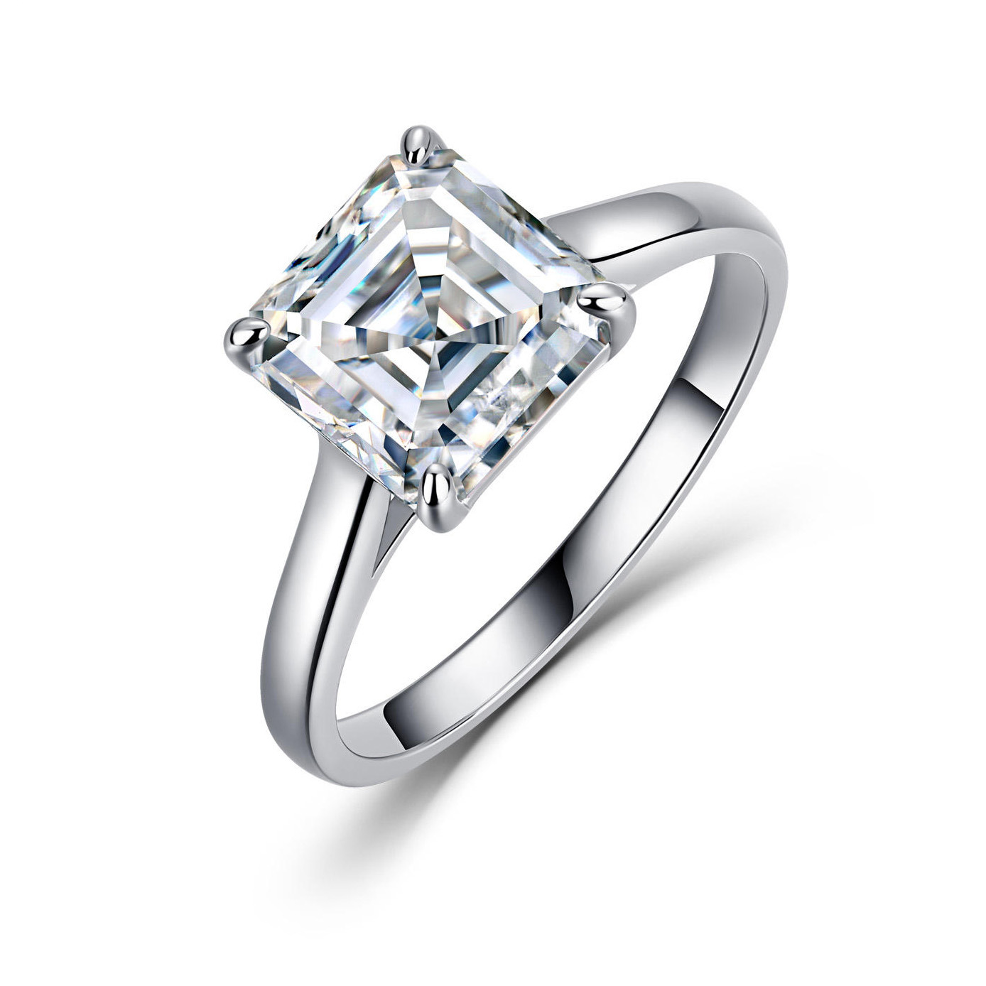 2.5ct Asscher-Cut Moissanite Solitaire Ring