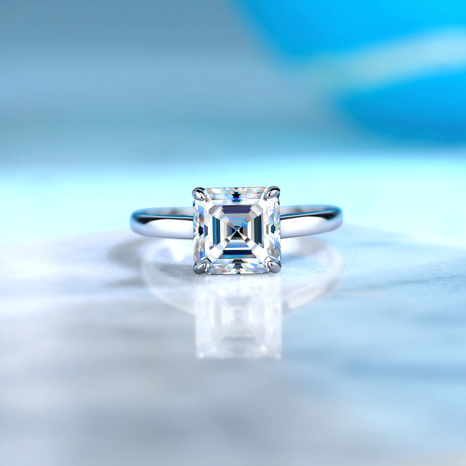 2.5ct Asscher-Cut Moissanite Solitaire Ring - Image 4