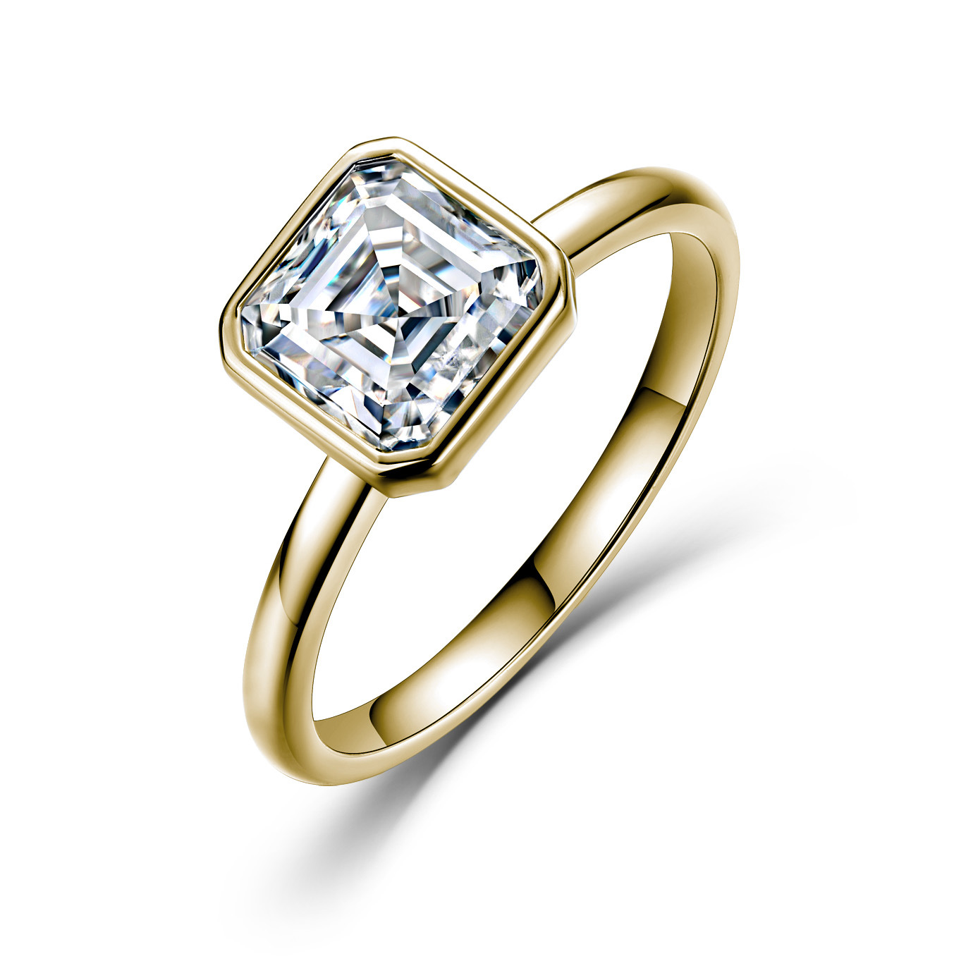 2.5ct Asscher-Cut Moissanite Bezel Solitaire Ring | 925 Silver - Image 2