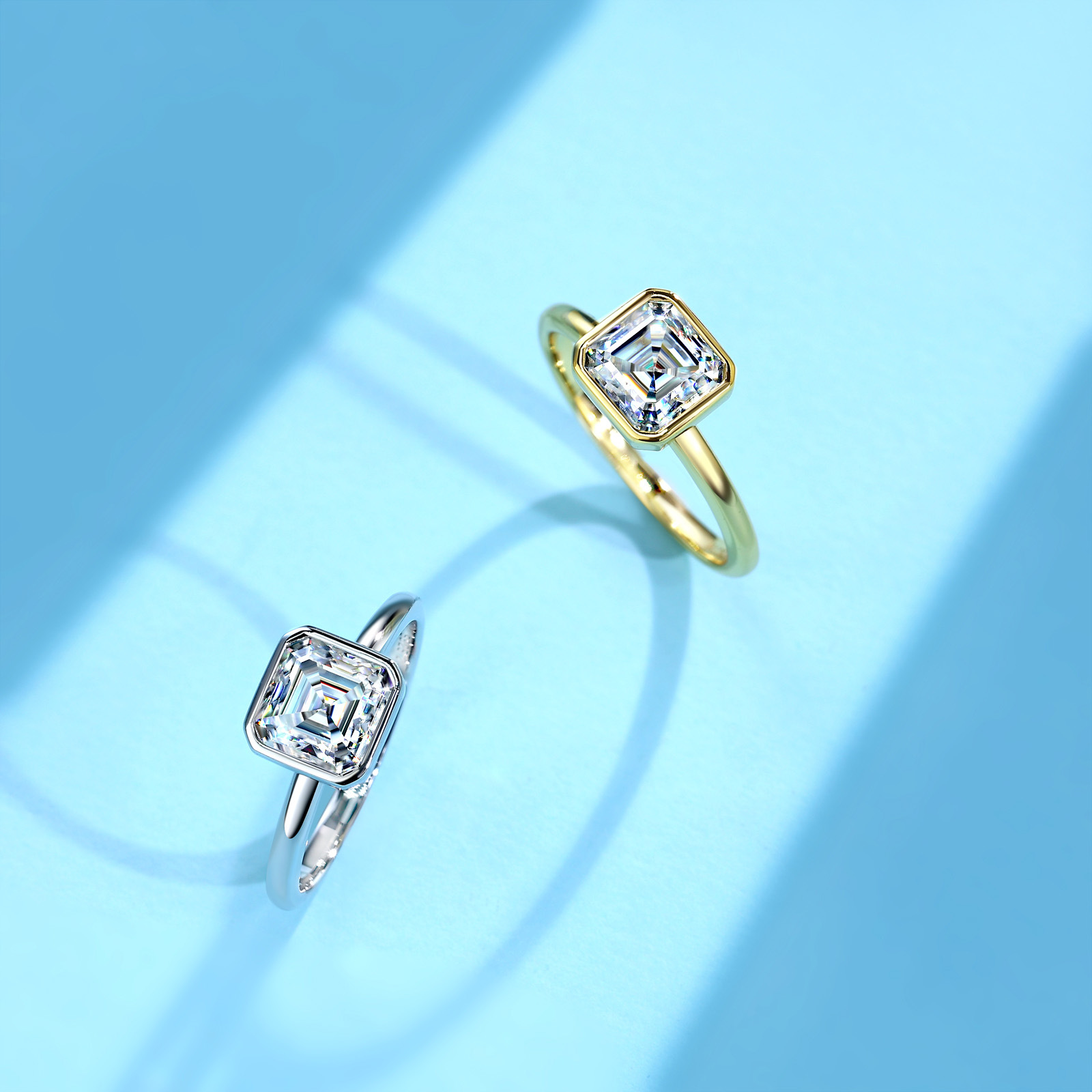 2.5ct Asscher-Cut Moissanite Bezel Solitaire Ring | 925 Silver - Image 3