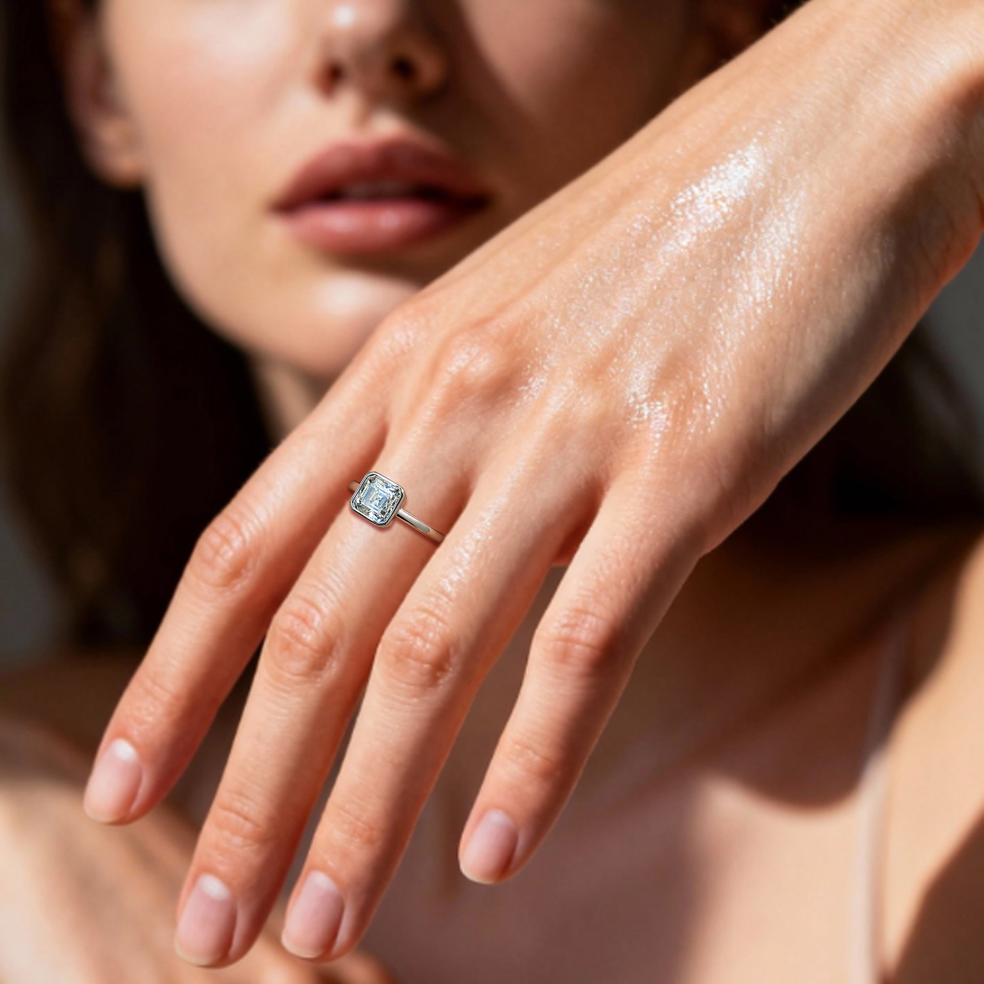 2.5ct Asscher-Cut Moissanite Bezel Solitaire Ring | 925 Silver - Image 5
