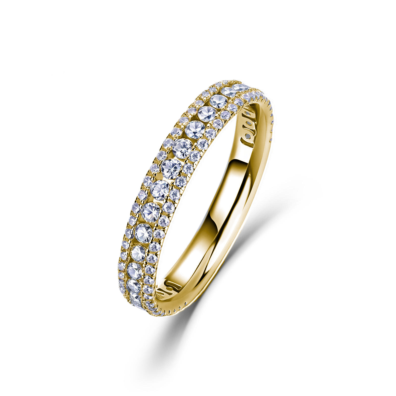 Pave Moissanite Eternity Band Ring with Milgrain Edge | Round Brilliant | 925 Sterling Silver - Image 2