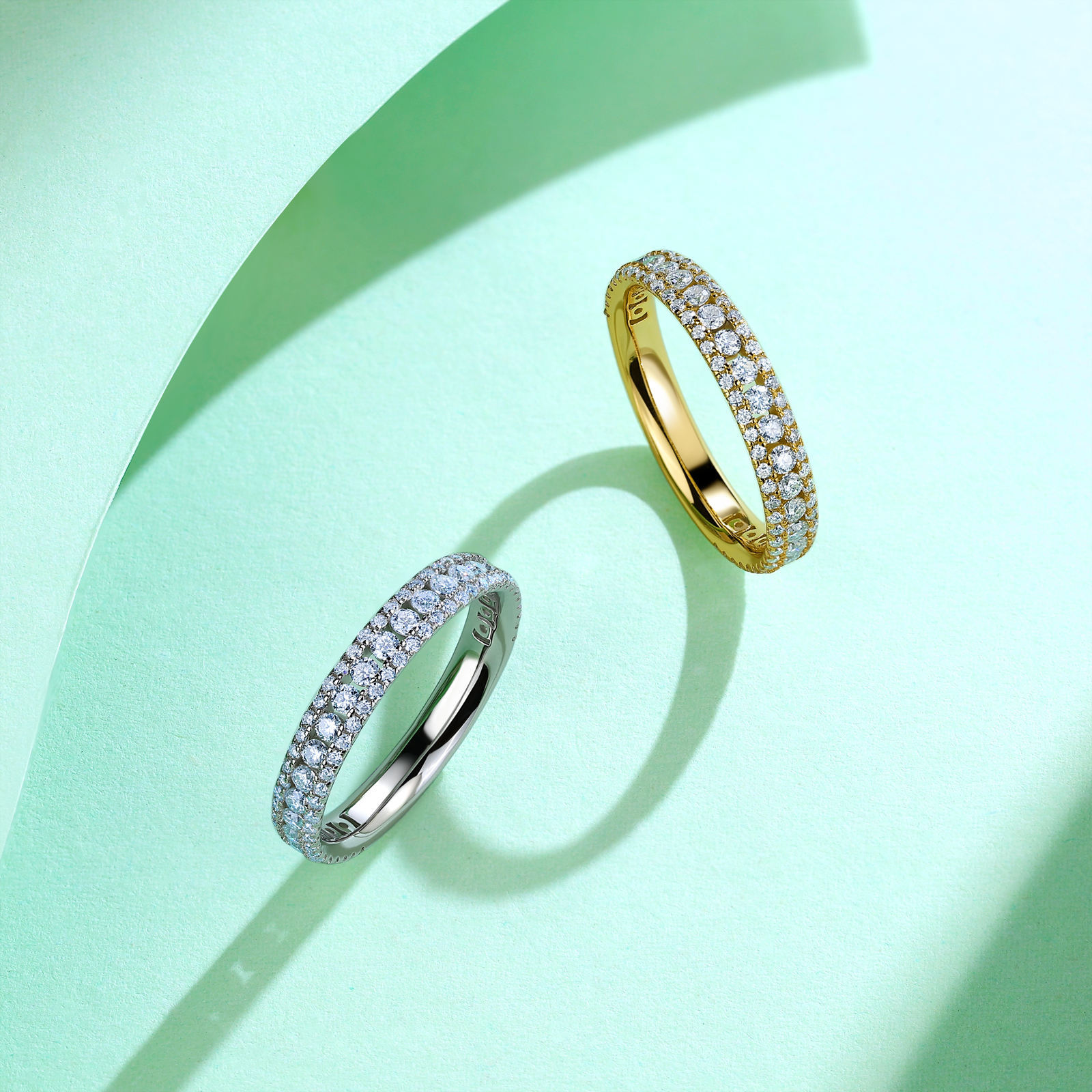 Pave Moissanite Eternity Band Ring with Milgrain Edge | Round Brilliant | 925 Sterling Silver - Image 3