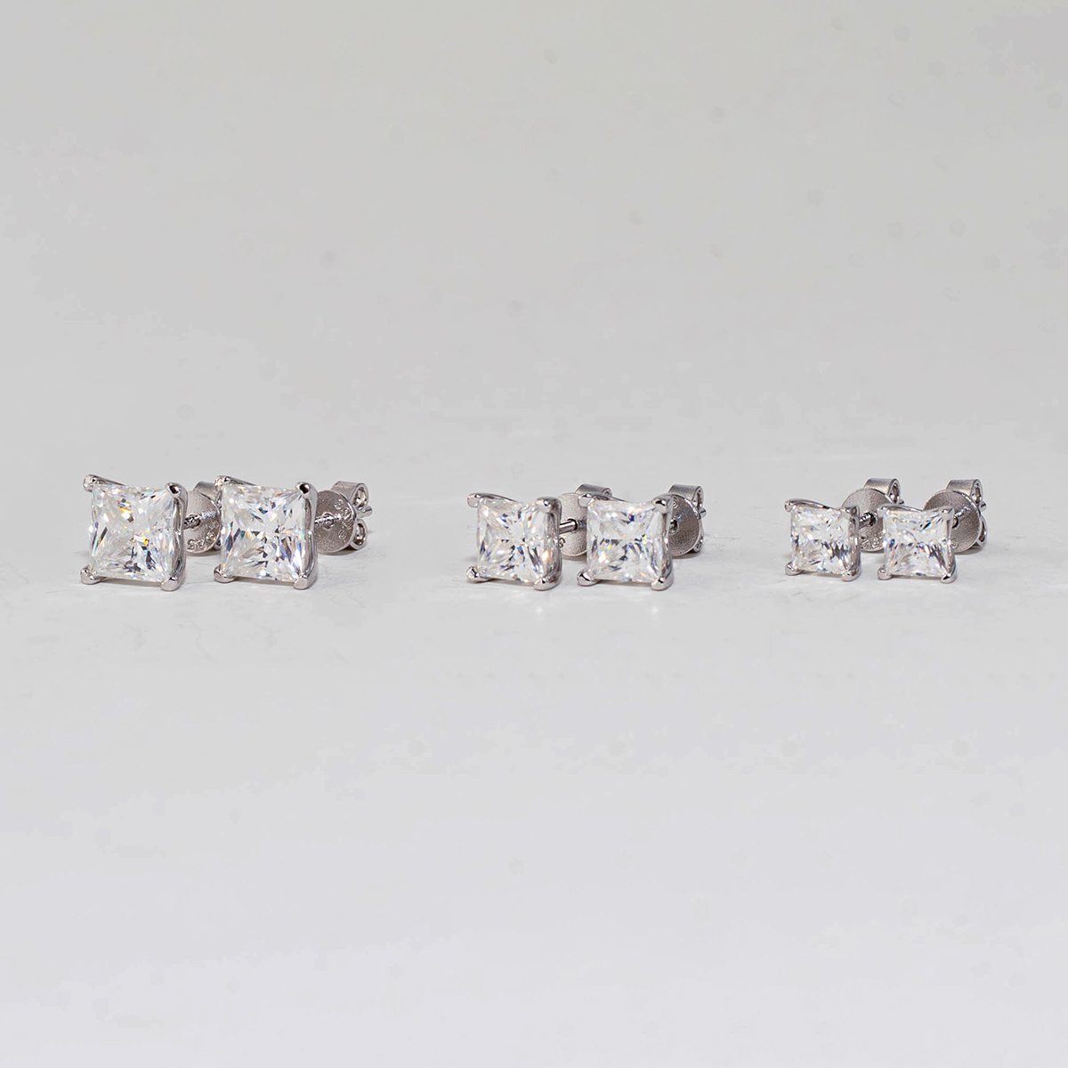 Princess-Cut Moissanite Solitaire Stud Earrings - Image 2