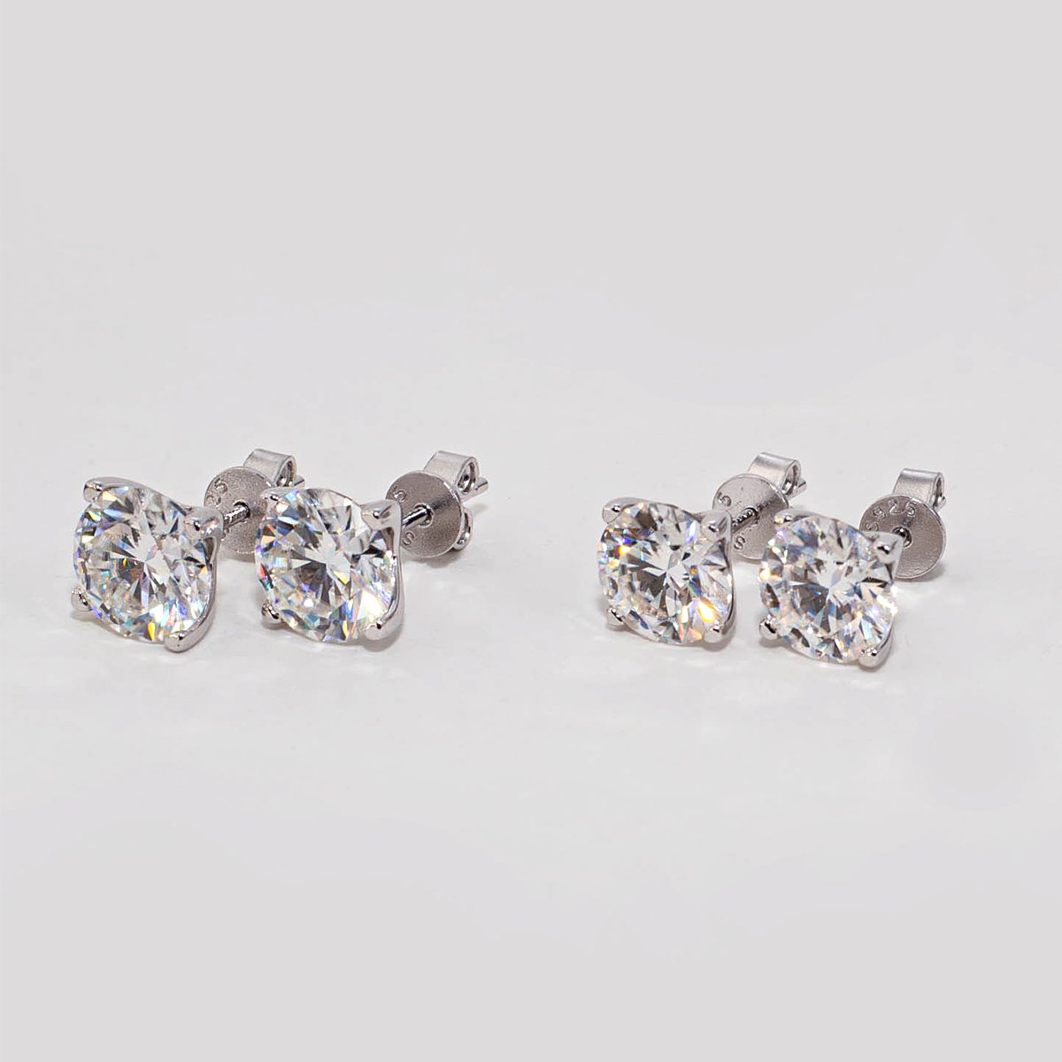 Round Moissanite Solitaire Stud Earrings - Image 4