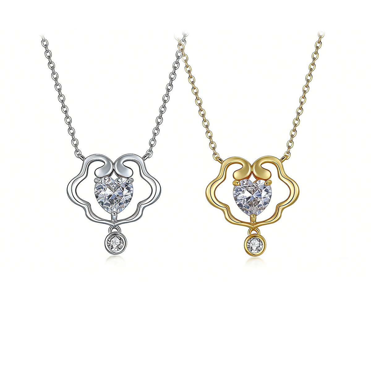 Heart Moissanite Cloud-Scroll Pendant Necklace | 1.2ct DEW Drop | 925 Silver