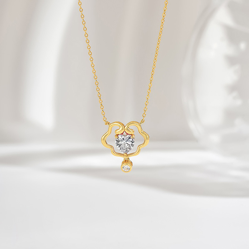 Heart Moissanite Cloud-Scroll Pendant Necklace | 1.2ct DEW Drop | 925 Silver - Image 4