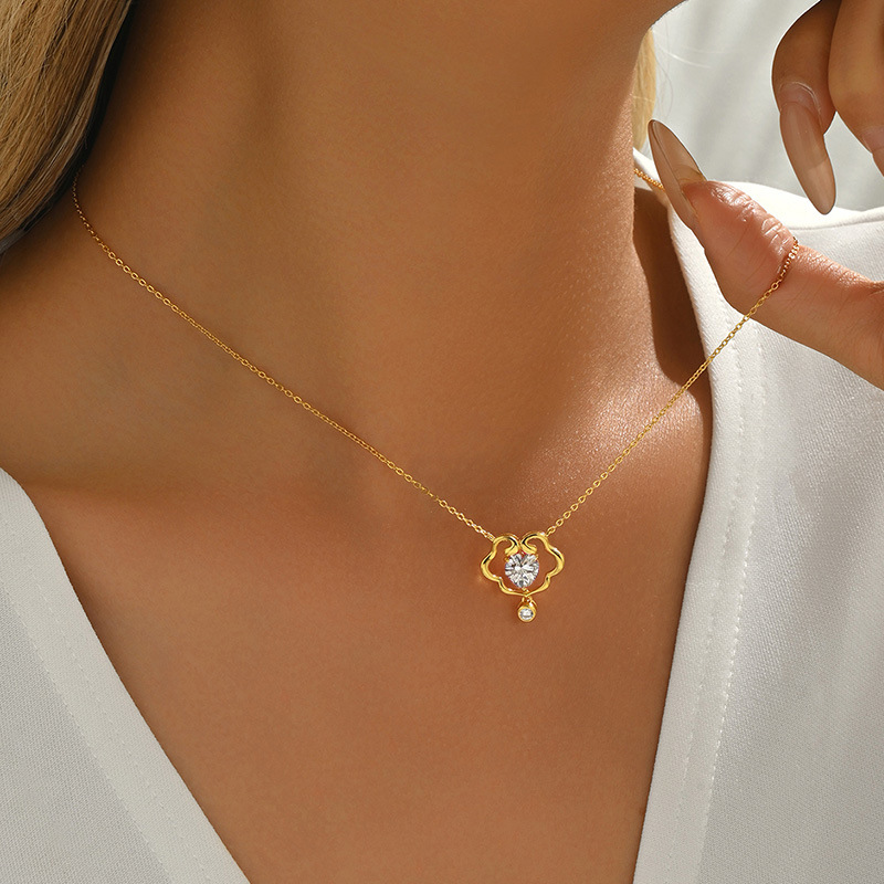Heart Moissanite Cloud-Scroll Pendant Necklace | 1.2ct DEW Drop | 925 Silver - Image 5