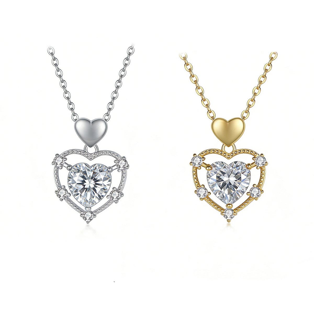Heart-Cut Moissanite Open Heart Frame Pendant Necklace | 2.0ct DEW, 925 Silver