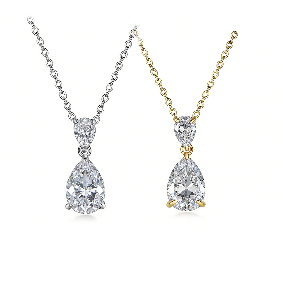 Double Pear-Cut Moissanite Dewdrop Necklace | 2.5ct DEW | 925 Silver