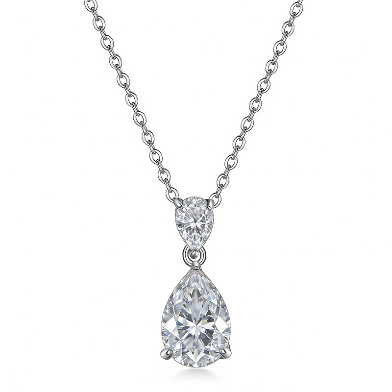 Double Pear-Cut Moissanite Dewdrop Necklace | 2.5ct DEW | 925 Silver - Image 2