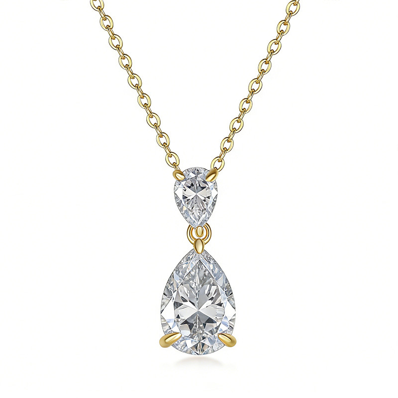 Double Pear-Cut Moissanite Dewdrop Necklace | 2.5ct DEW | 925 Silver - Image 3