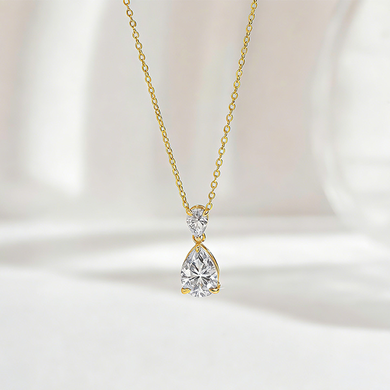 Double Pear-Cut Moissanite Dewdrop Necklace | 2.5ct DEW | 925 Silver - Image 4