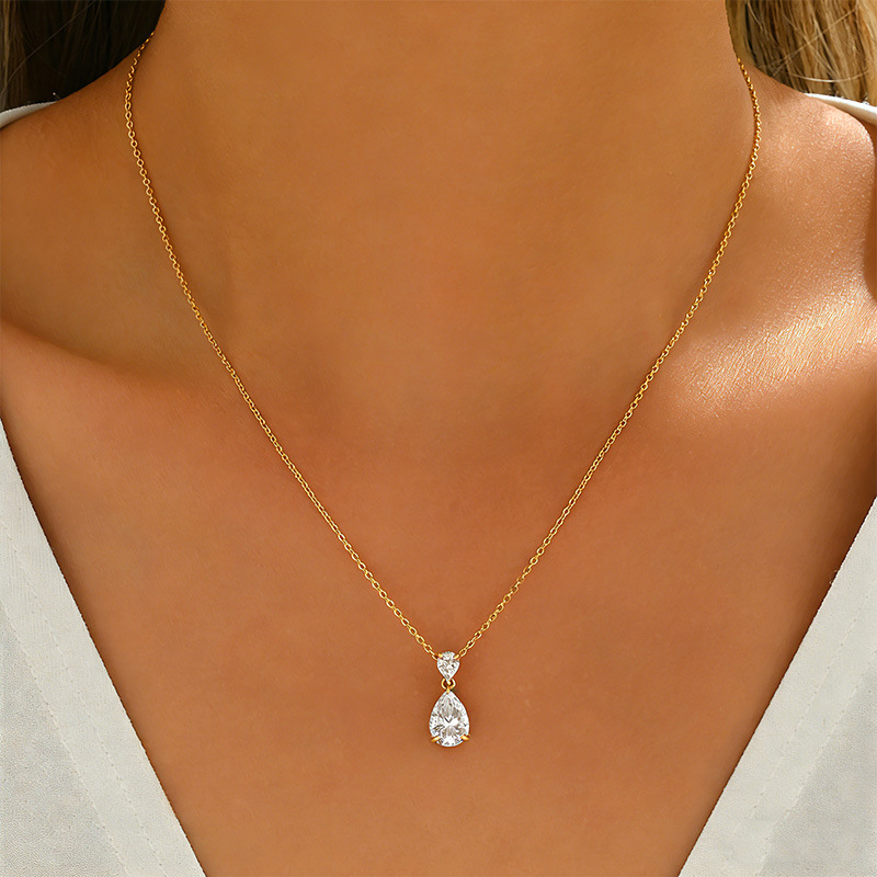Double Pear-Cut Moissanite Dewdrop Necklace | 2.5ct DEW | 925 Silver - Image 5