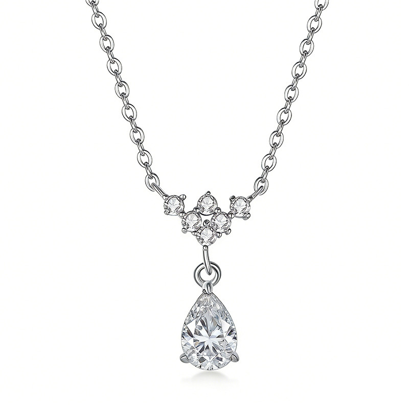 Pear-Drop Cluster Moissanite Necklace - Image 2