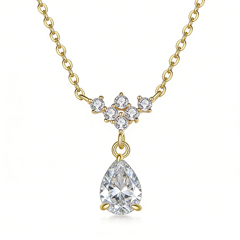 Pear-Drop Cluster Moissanite Necklace - Image 3