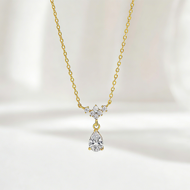 Pear-Drop Cluster Moissanite Necklace - Image 4