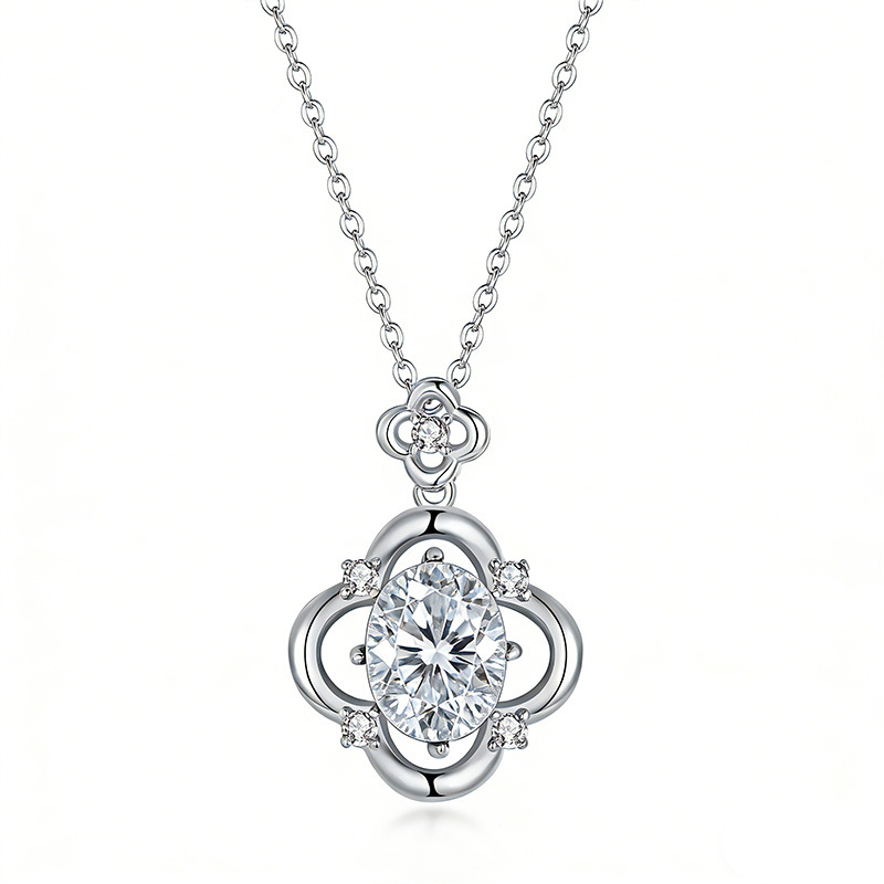 3ct Oval Moissanite Four-Petal Clover Necklace - Image 2