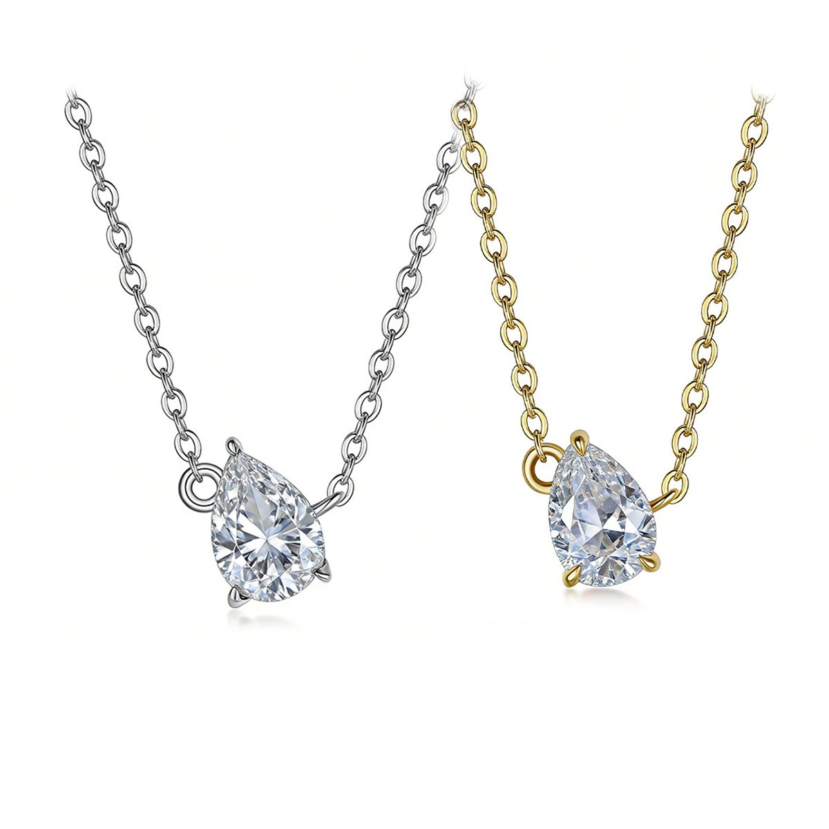 Pear Moissanite Sideways Teardrop Necklace | 0.8 DEW Solitaire Pendant
