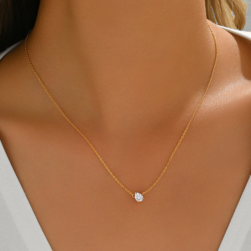 Pear Moissanite Sideways Teardrop Necklace | 0.8 DEW Solitaire Pendant - Image 5