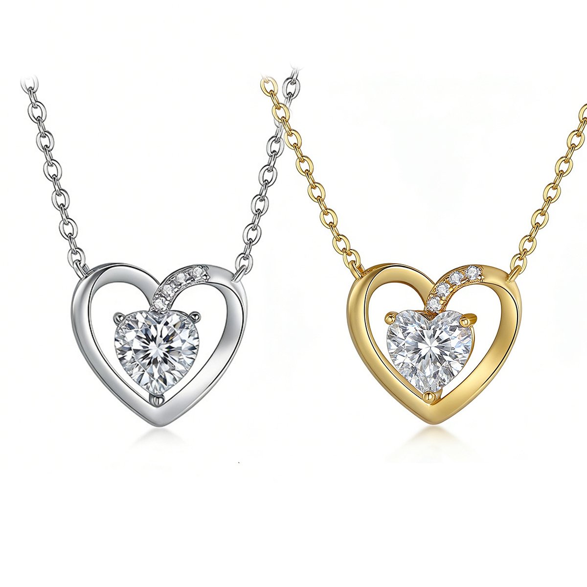 Heart-Cut Moissanite Open Heart Pendant Necklace