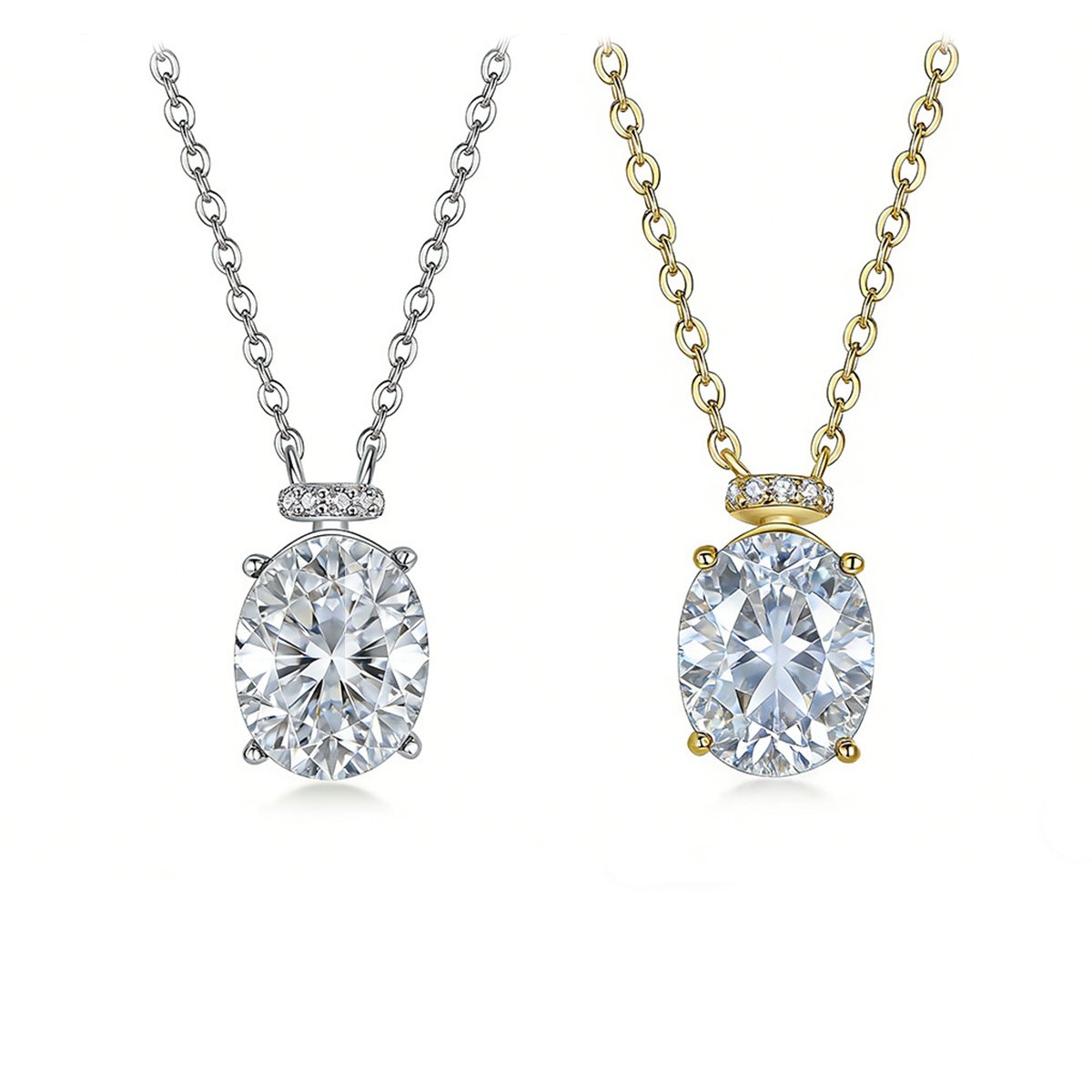 3ct Oval Solitaire Moissanite Pendant Necklace