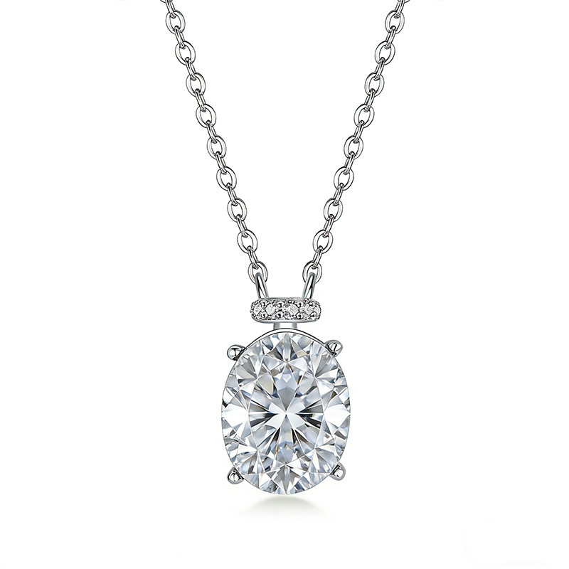 3ct Oval Solitaire Moissanite Pendant Necklace - Image 2