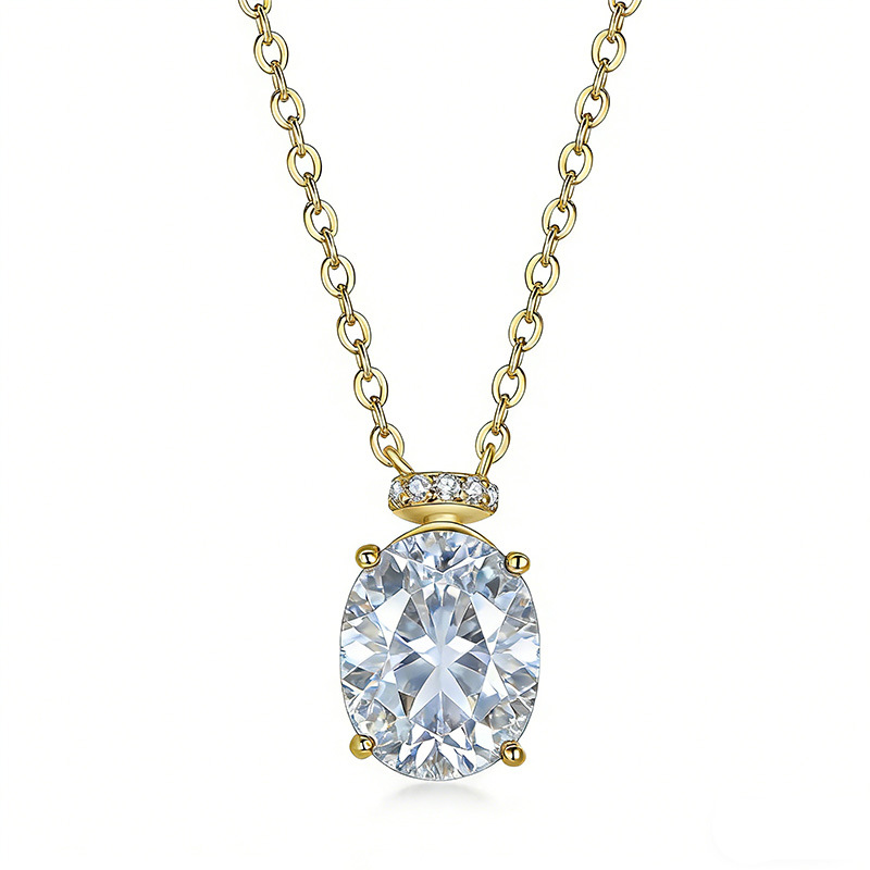 3ct Oval Solitaire Moissanite Pendant Necklace - Image 3