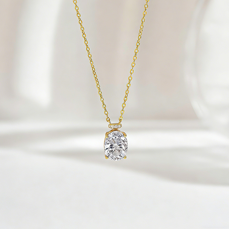 3ct Oval Solitaire Moissanite Pendant Necklace - Image 4